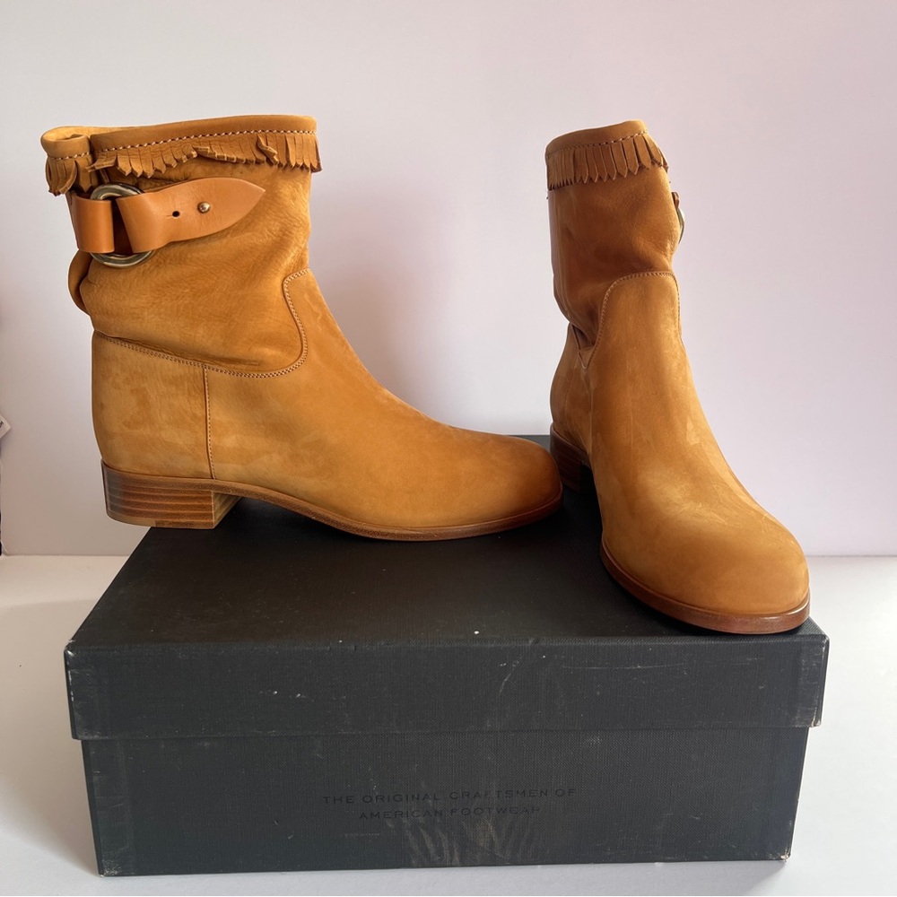 NWT Frye Ricki Ring Fringe Italian Boots Tan Size 7.5